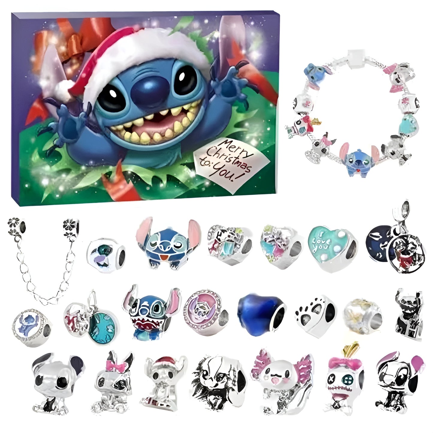 ✨ 24-TEILIGER Stitch Charms-Adventskalender
